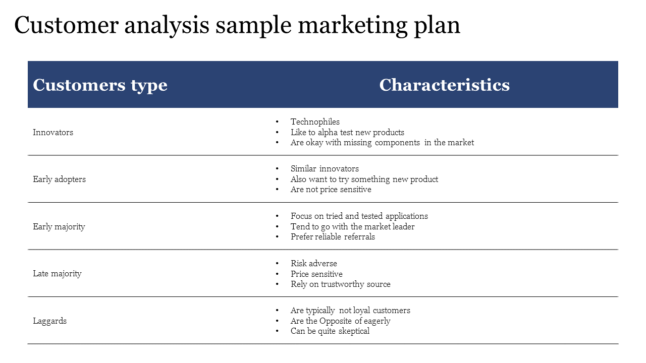 customer analysis in business plan example